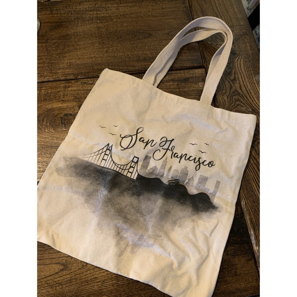 The Cotton & Canvas Company San Francisco Skyline Tote Bag Natural Cotton Canvas